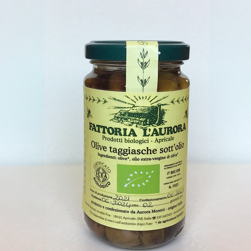 Taggiasca olives in their extra virgin olive EXV oil