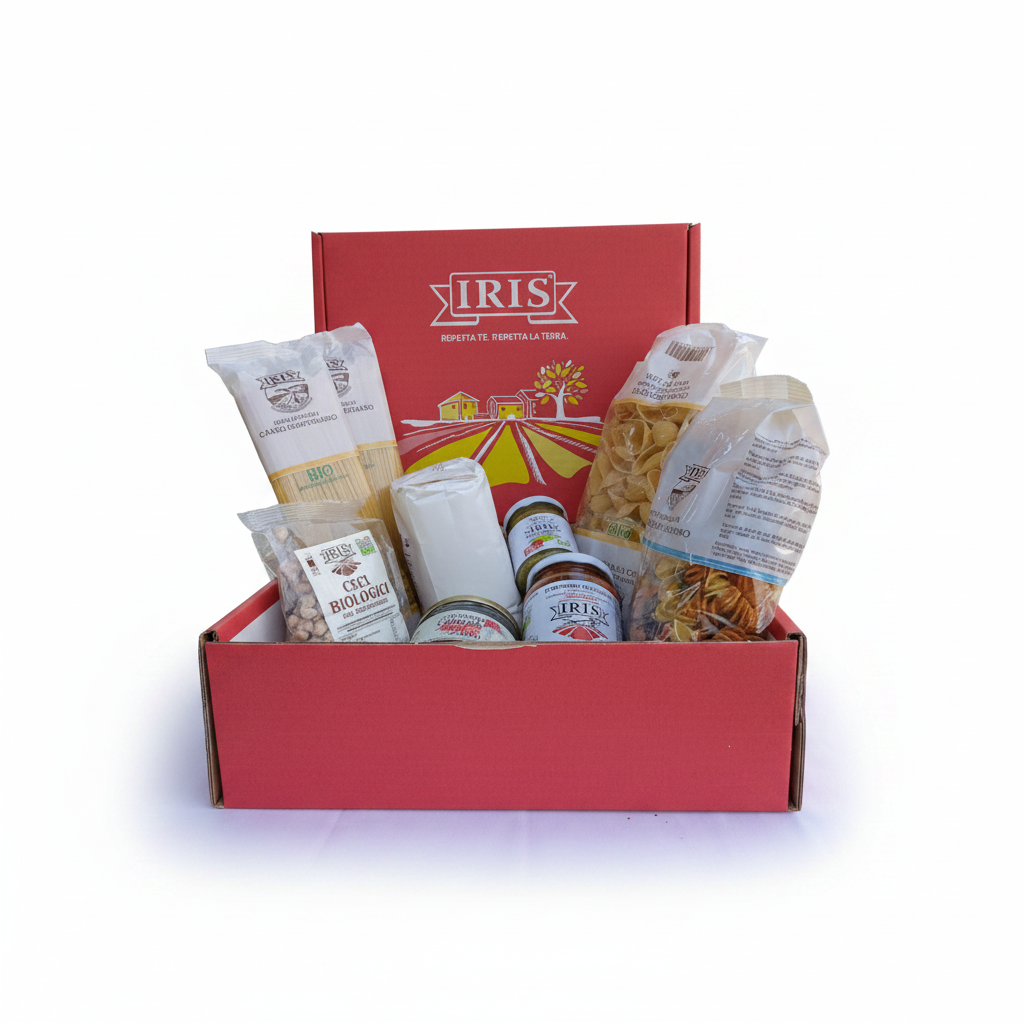 Pacco prodotti biologici pasta sughi e composta IRIS Bio