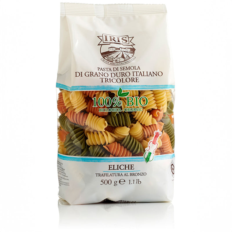 Iris Bio tricolour fusilli organic durum wheat semolina