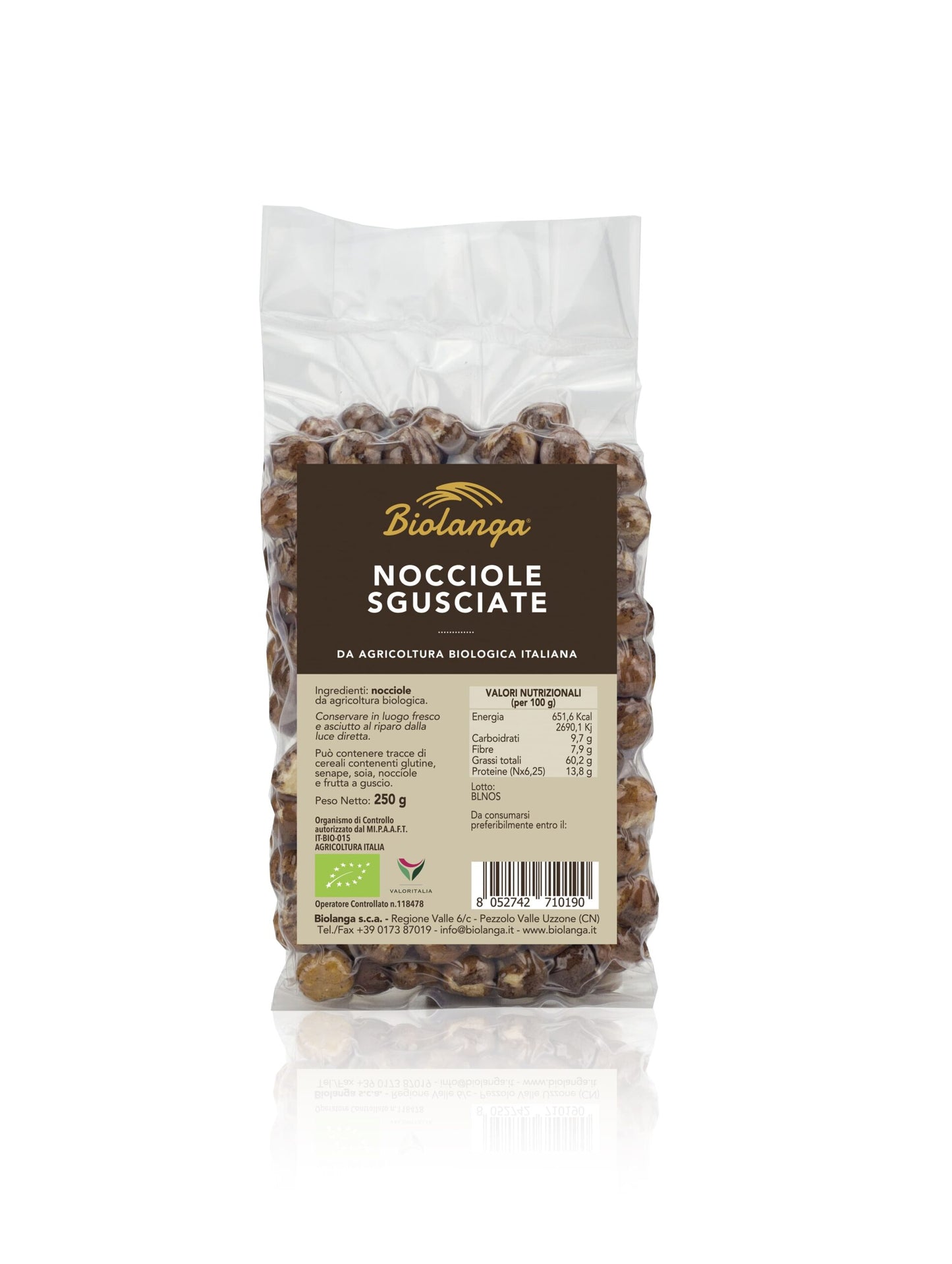 Nocciole sgusciate biologiche 250 g sottovuoto
