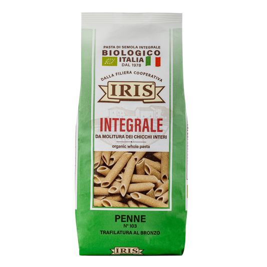 IRIS Bio wholemeal Penne made from organic durum wheat semolina