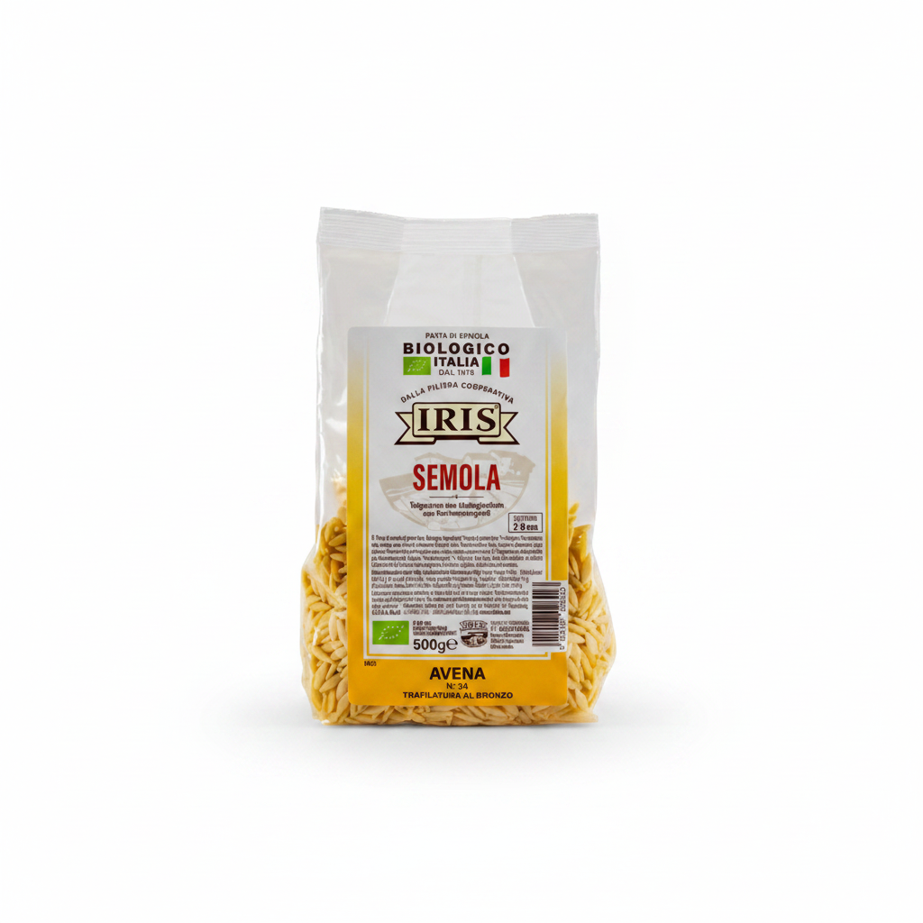 Avena semola bio IRIS 500g - sfondo bianco quadrato
