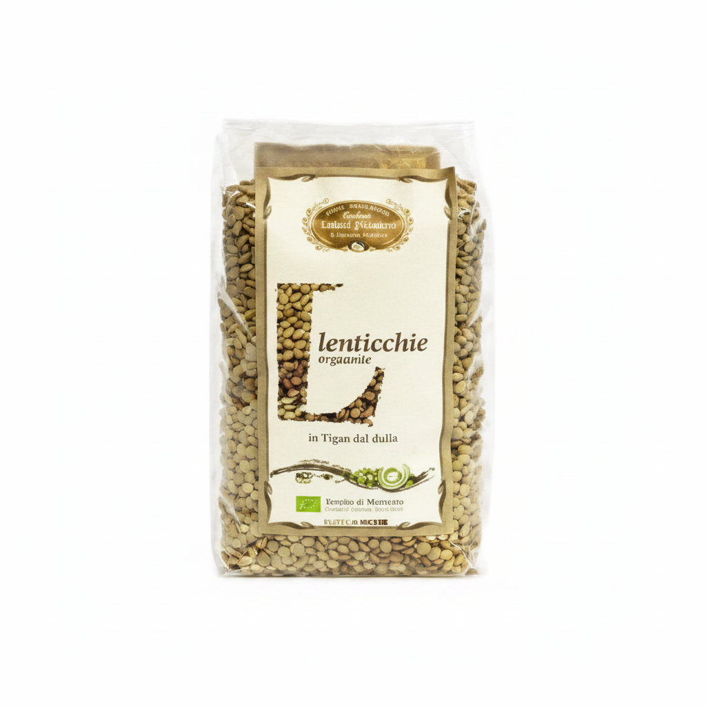 Lenticchie biologiche 500g - sfondo bianco quadrato