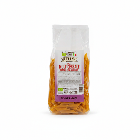 Penne multicereali IRIS senza glutine - sfondo bianco quadrato