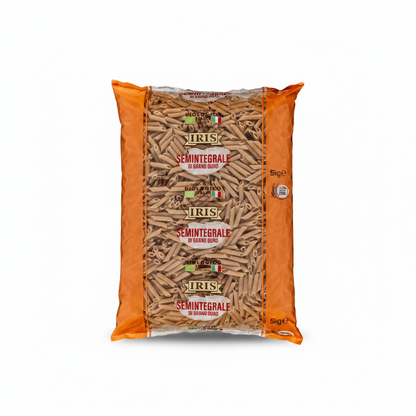 Penne semola semi integrale IRIS Bio 5kg - sfondo bianco quadrato