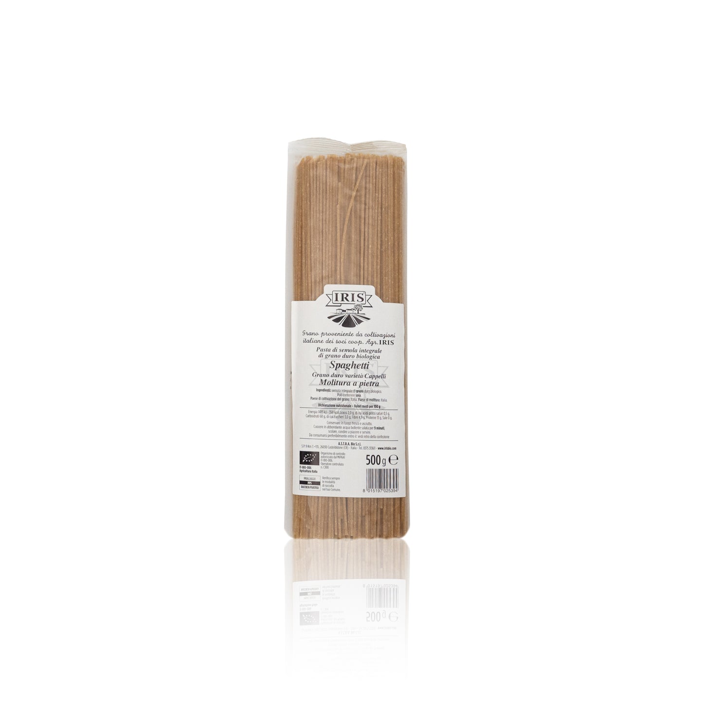 IRIS Bio Wholemeal spaghetti made from organic CAPPELLI durum wheat semolina