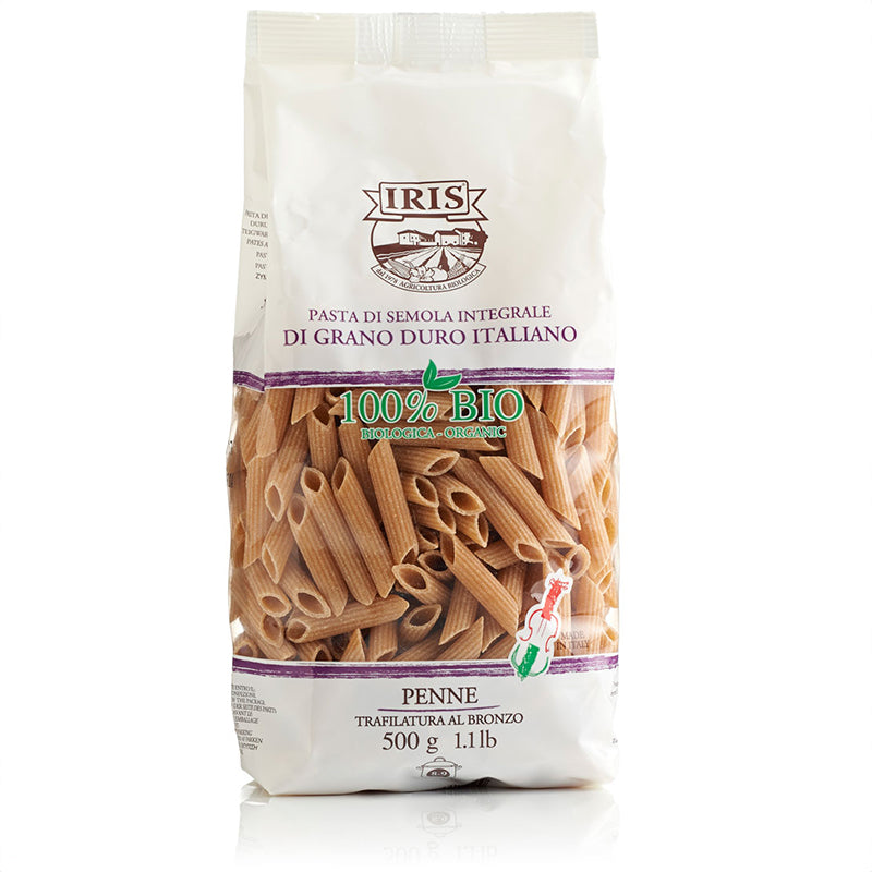 IRIS Bio wholemeal Penne made from organic durum wheat semolina